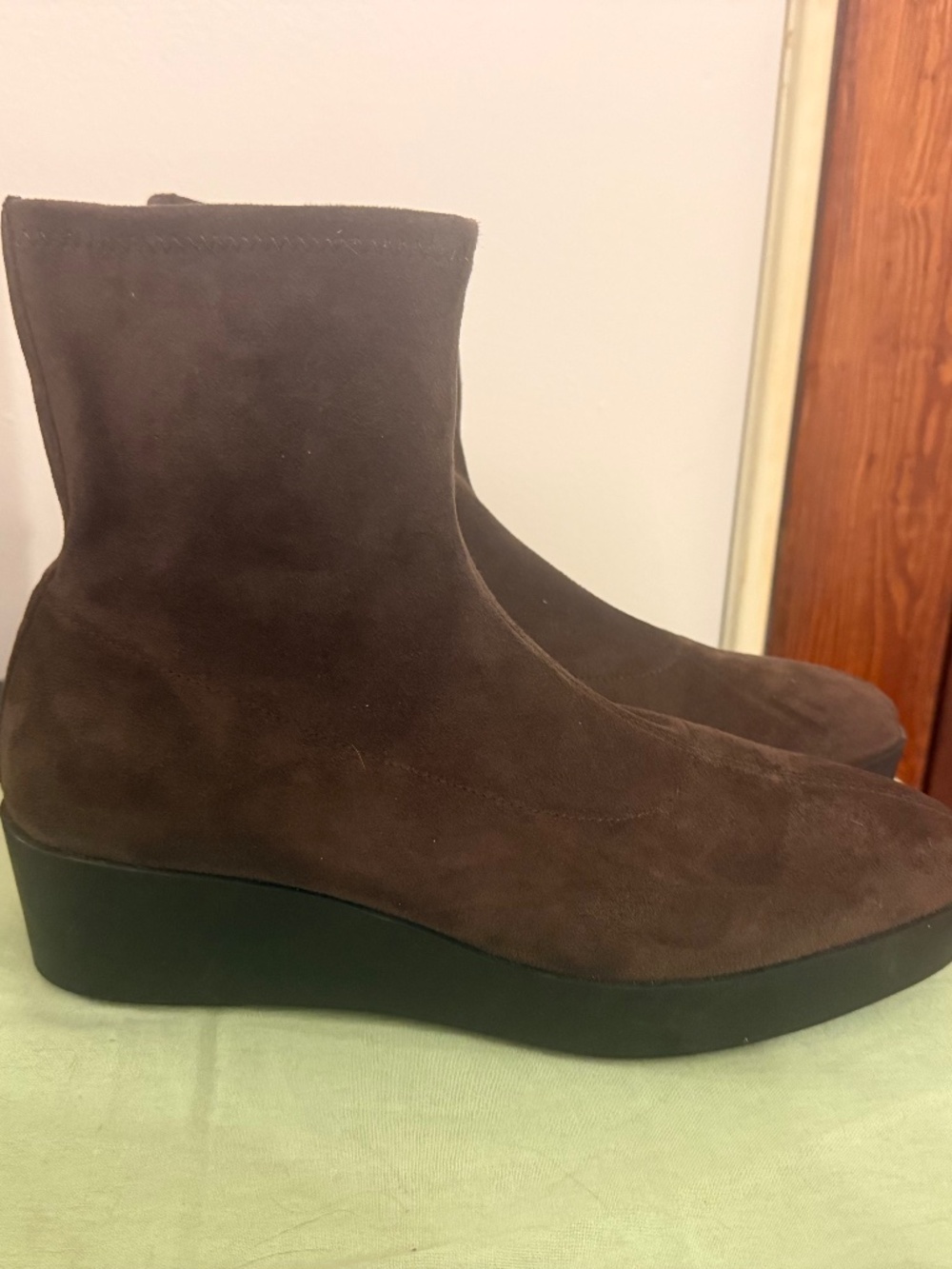 Aerosoles Brown Suede Wedge Ankle Boots Size 9.5 – Comfort Zip Booties